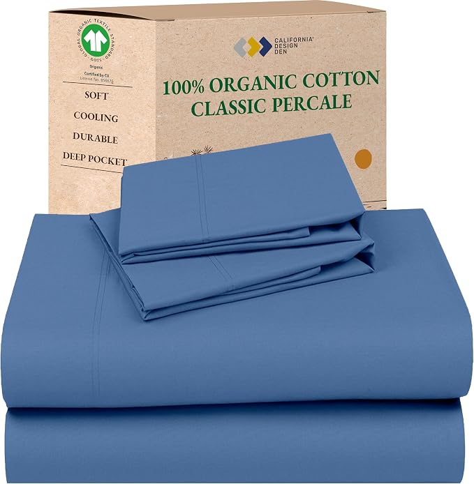 California Design Den Soft 100% Organic Cotton Sheets Queen Size Bed Set by CaliforniaDesignDen