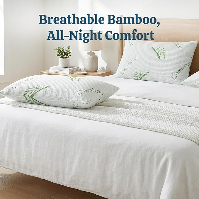 OMEO 2 Pack Standard Size Rayon Derived from Bamboo Pillow - Image 6