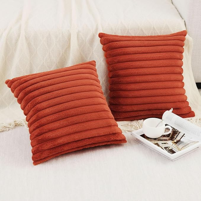 Pallene Faux Fur Plush Fall Throw Pillow Covers 24x24 Set of 2, Luxury Soft - Image 4