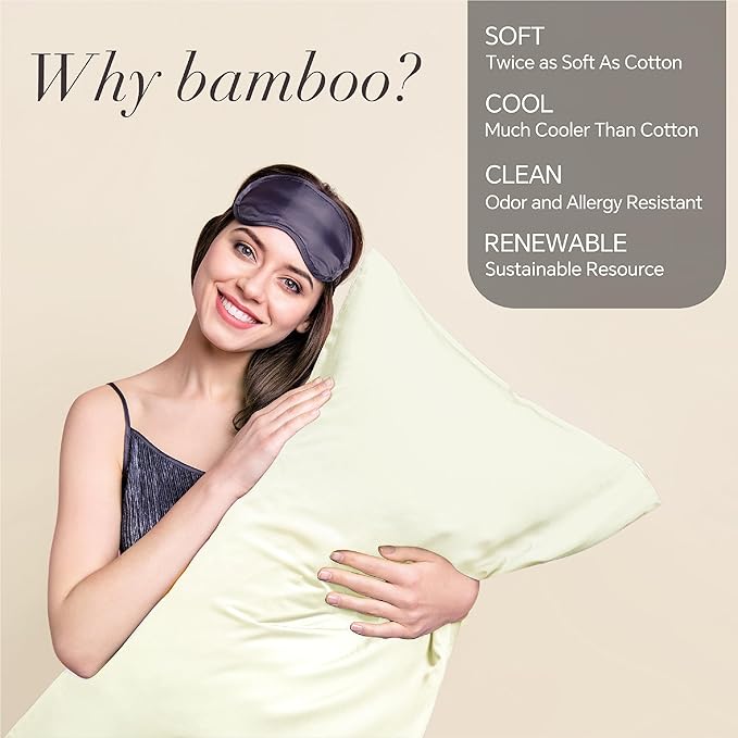 BEDELITE Cream Pillow Cases Queen Size Set of 2, Rayon Derived from - Image 2