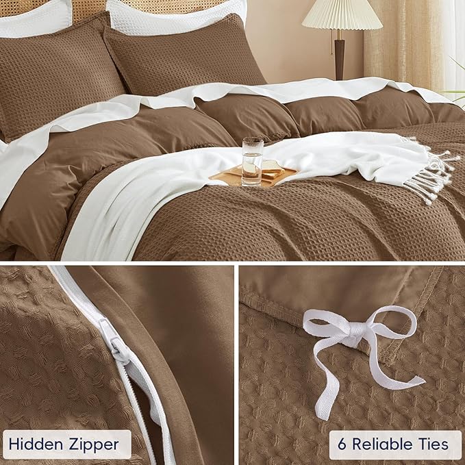 PHF Waffle Duvet Cover Set Twin/Twin XL Size, No Snagging Soft Luxury Textured - Image 5