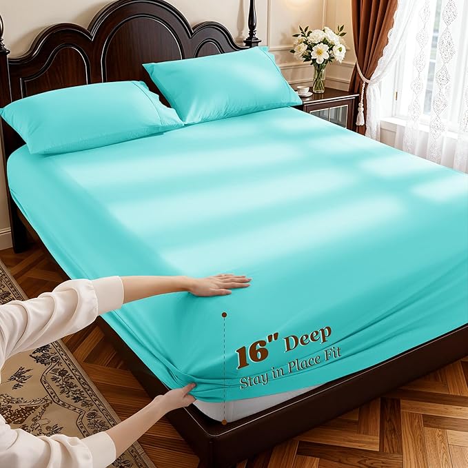 LBRO2M 1000 Thread Count 100% Egyptian Cotton Sheets Set, California King Size - Image 4