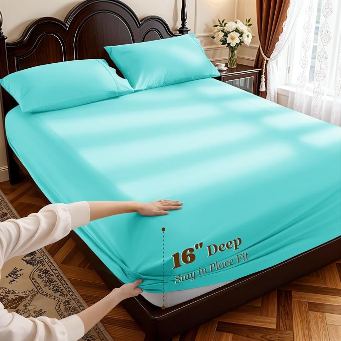 LBRO2M 1000 Thread Count 100% Cotton Sheets Set, King Size Bed Sheet 4 Piece - Image 4