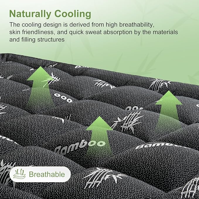 Full Size Mattress Topper Viscose Derived from Bamboo, Soft Thick Pillow Top - Image 3