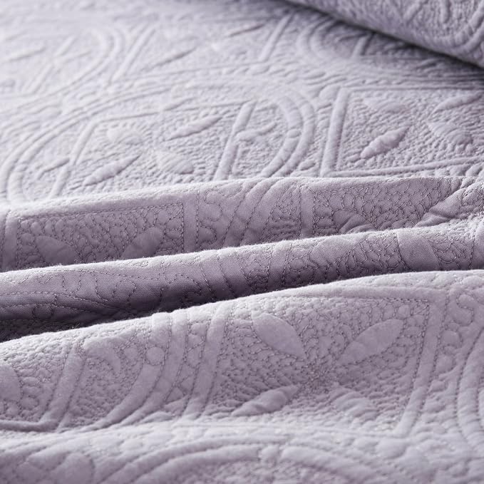 ROOMLIFE Quilt Set Full Size 3D Floral Embroidery Pattern 3-Piece Cotton - Image 8