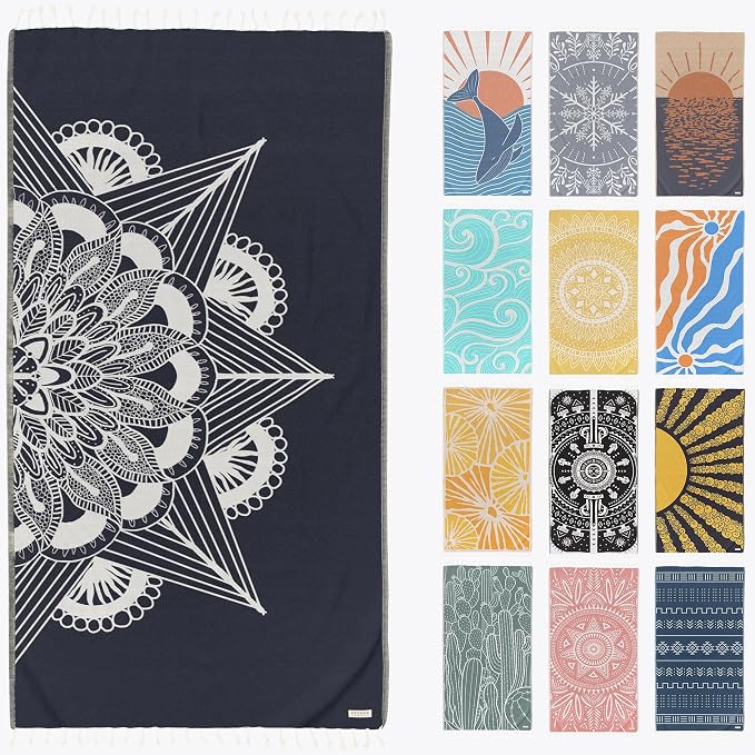FESHKA Sand Proof Turkish Beach Towel – Oversized, Quick Dry & Lightweight by FESHKA