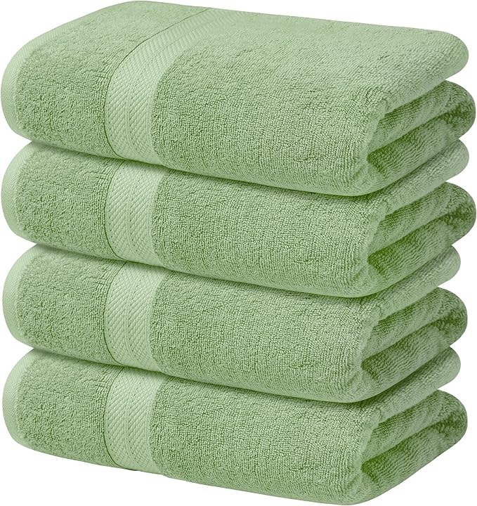Avalon Towels Green Bath Towels Set of 4 pcs, 100% Cotton Towel Absorbent and by AvalonTowels