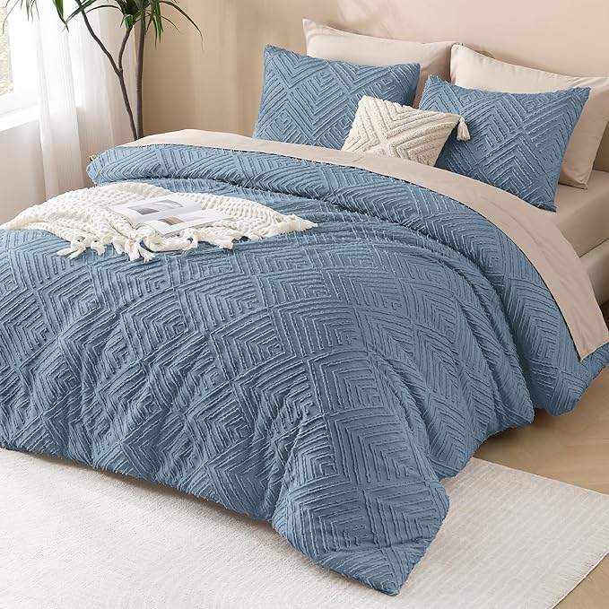 Andency Greyish Blue Comforter Oversized King Size Set 120''x98'', 3 Pieces - Image 6