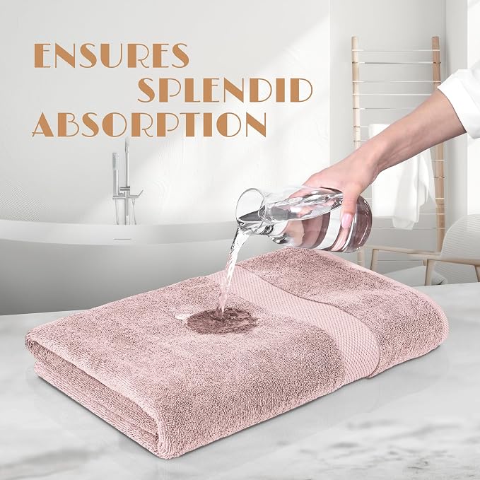 White Classic Pink Bath Towels 27x54 Inch, Cotton Towel Set - Image 5