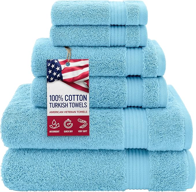 American Veteran Towel, 100% Cotton Turkish 6 Piece Towel Set Luxury Towels Set by AmericanVeteranTowel