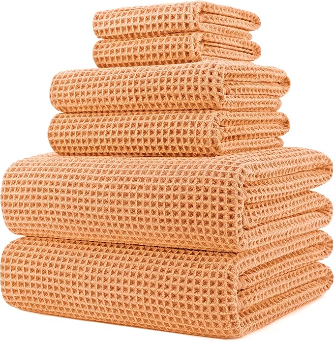 POLYTE 430 GSM Microfiber Quick Dry Lint Free Oversize Bath Towel Set, 6 Piece by Polyte