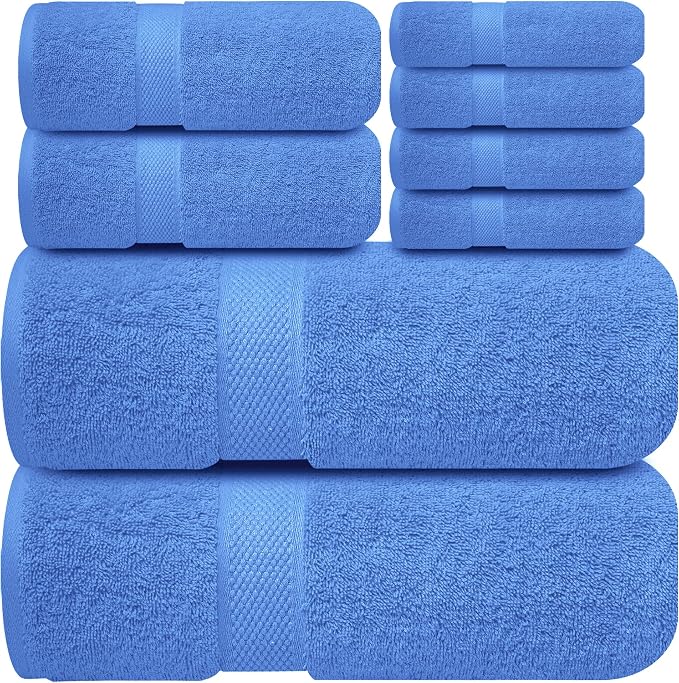 Infinitee Xclusives Luxury 100% Cotton Towel Set – 8 Piece Bathroom Towel Set – - Image 8