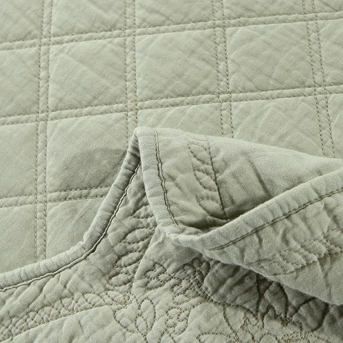 ROOMLIFE Quilt Set King Size 3D Floral Embroidery Pattern 3-Piece Cotton - Image 7