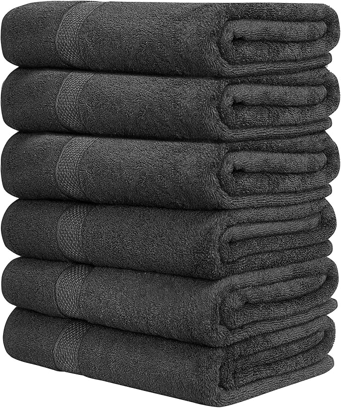 QUBA LINEN Hotel & Spa 100% Cotton Bath Towels Pack of 6, Ultra Soft, Quick Dry by QUBA+LINEN