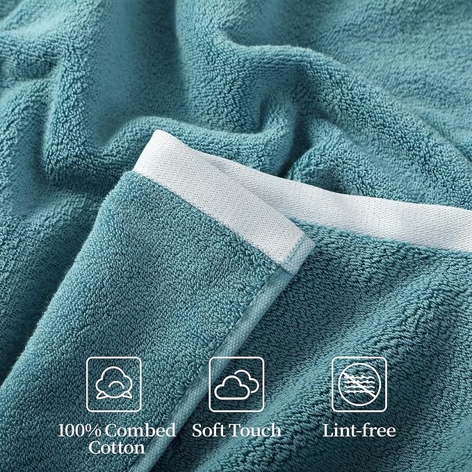 REDKISS 100% Cotton 2 Pack Luxury Bath Towels 27 x 54 Inches, Oversized Bath - Image 6