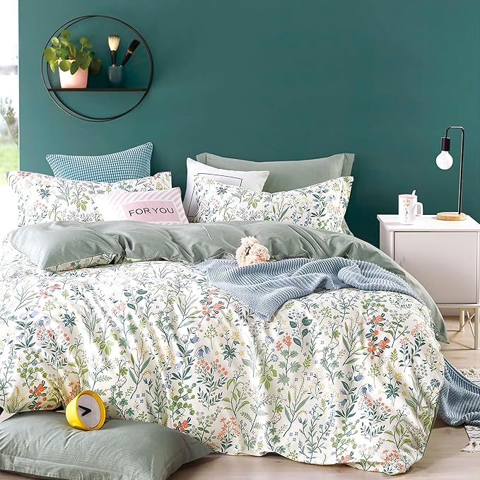 LEMIROE Floral Cotton Comforter Queen Size by LEMIROEBEDDING