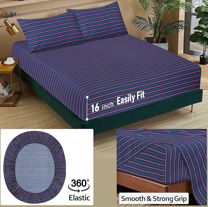 RUVANTI 100% Cotton Sheets – Full Size Percale Bedding, Cooling & Breathable - Image 5