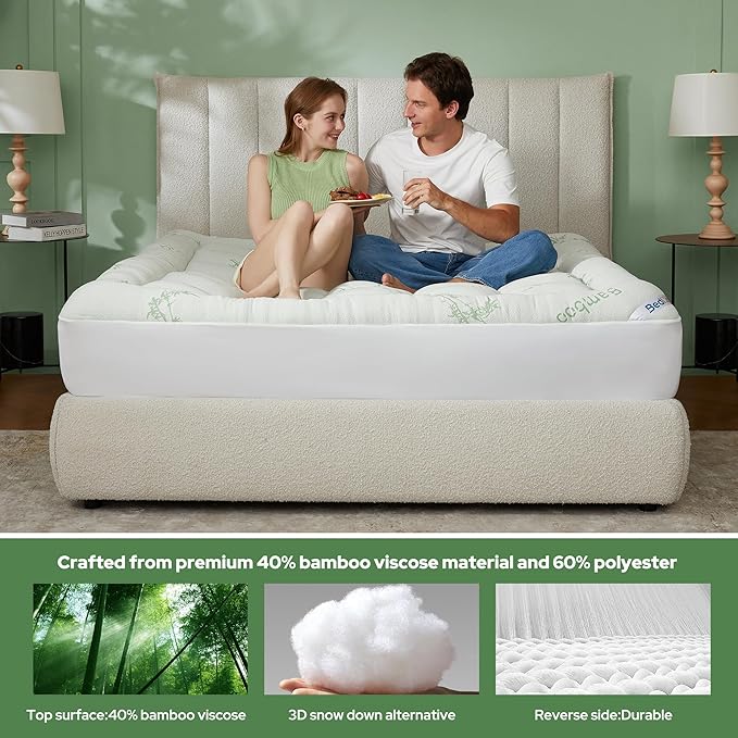 BEDLORE Twin XL Mattress Topper Viscose Derived from Bamboo, Thick Pillow Top - Image 3