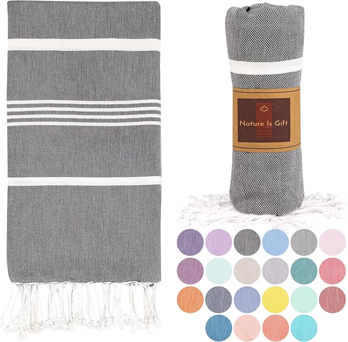Beach Towel 100% Cotton Turkish Beach Towel Adult 38x70 Inch Pre-washed by NatureIsGift