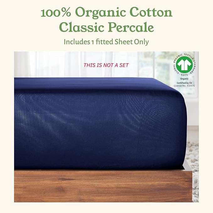 California Design Den 100% Organic Twin Fitted Only, Percale Cotton Fitted Sheet - Image 4