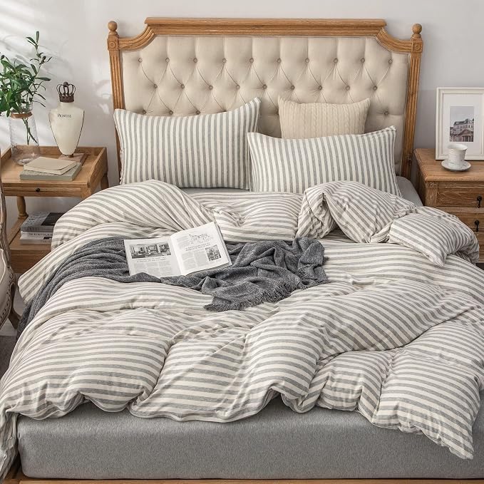 PURE ERA Jersey Knit Duvet Cover Set 100% T-Shirt Heather Cotton Super Soft - Image 4