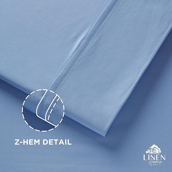 Linen Home 100% Cotton Percale 1 Flat Sheet, Queen Size - Image 3