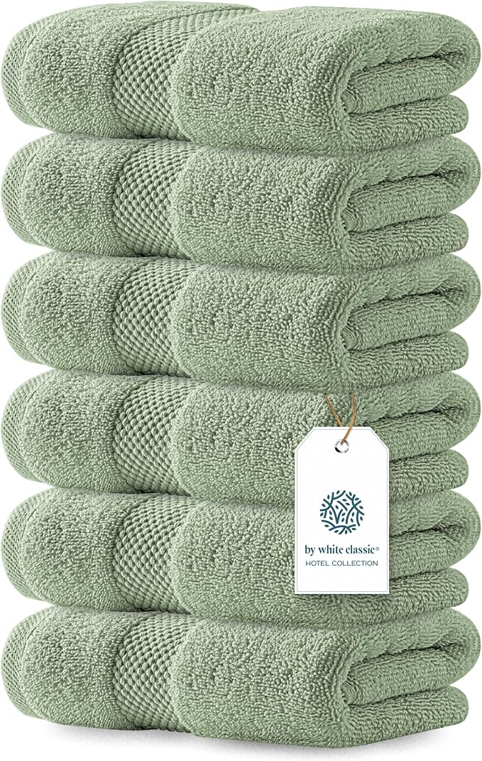 White Classic Luxury Light Green Hand Towels by WhiteClassic