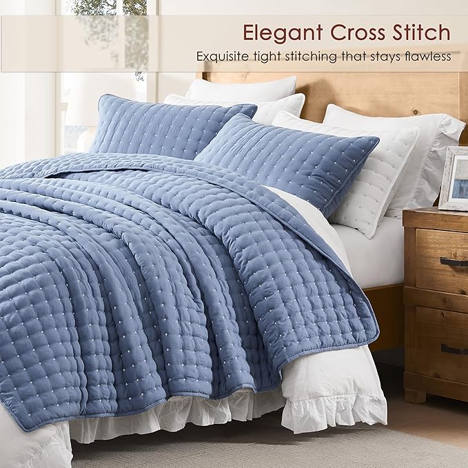 WDCOZY Blue Twin Size Quilt Bedding Sets - Image 3