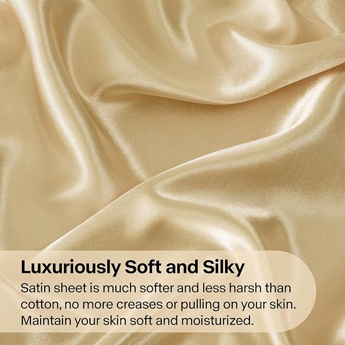 BEDELITE Satin Fitted Sheet and Pillowcase Set, Luxury Soft Similar to Silk - Image 3