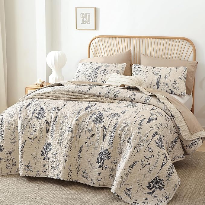 JANZAA Twin Quilt Beige Quilt Bed Spread Boho Quilt by JANZAA