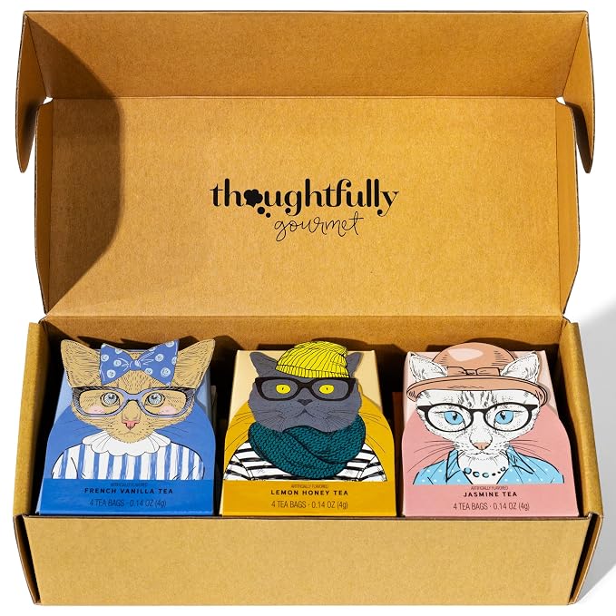 Thoughtfully Gourmet Cat Lover's Tea Gift Set: Includes 24 Teas in 6 Flavors - Image 2