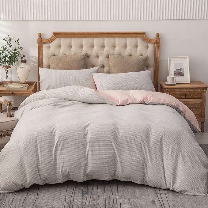 PURE ERA Jersey Knit Duvet Cover Set 100% T-Shirt Heather Cotton Super Soft - Image 5