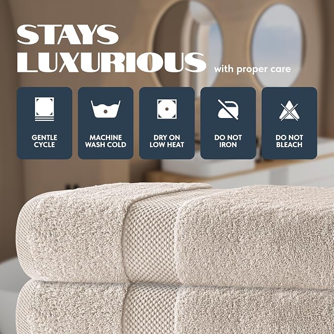 White Classic Luxury Bath Towels Set of 4 Large - Image 5