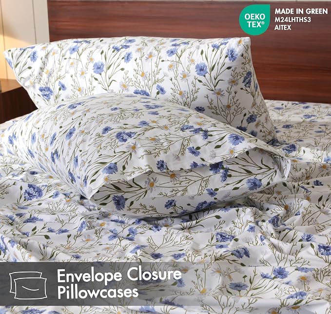 RUVANTI 100% Cotton Sheets – Queen Size Percale Bedding, Cooling & Breathable - Image 5