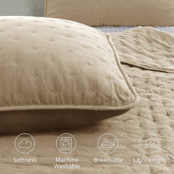 ROARINGWILD Beige Cloud Queen Size Quilt Bedding Sets - Image 3