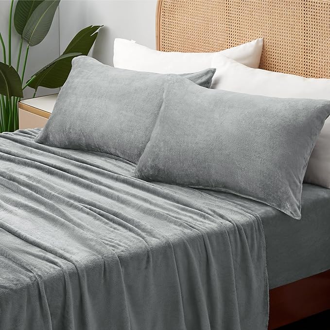 BEDELITE Fleece Sheets Queen Size Bed Set, Super Soft and Warm Fuzzy Plush - Image 2