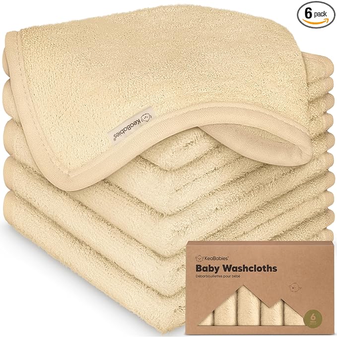 6-Pack Baby Washcloths – Soft Absorbent Viscose from Bamboo Washcloths by KeaBabies