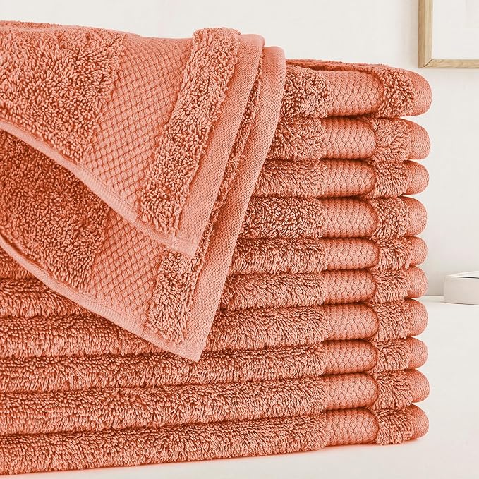 BIOWEAVES 100% Organic Cotton 700 GSM Plush Premium Washcloths 13" x 13" GOTS by BIOWEAVES