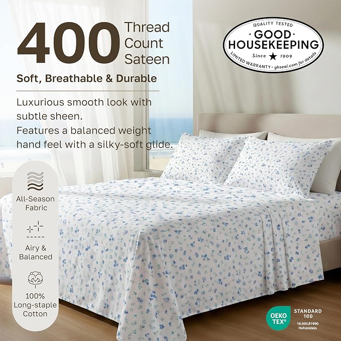 California Design Den Soft Twin Size 100% Cotton Sheet Sets, 400 Thread Count - Image 3