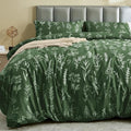 MUXHOMO Duvet Cover Queen Size, Reversible Floral Dark Green Duvet Cover Set by MUXHOMO
