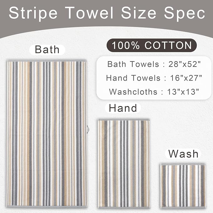 VOOVA & MOVAS Cotton Washcloths Set of 6, Soft Wash Cloths Set - Image 2