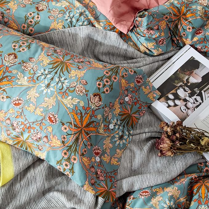 mixinni Vintage Floral Duvet Cover Twin XL Boho Bedding Soft Cotton Flower - Image 6