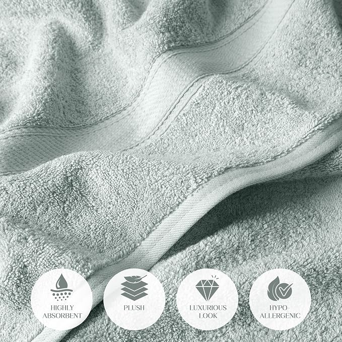 SUPERIOR Egyptian Cotton Pile Bath Towel Set of 2, Ultra Soft Luxury Towels - Image 7
