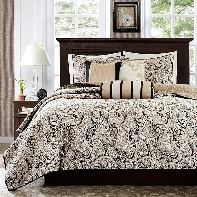 Madison Park Quilt Traditional Damask Design All Season, Lightweight Coverlet by MADISONPARK