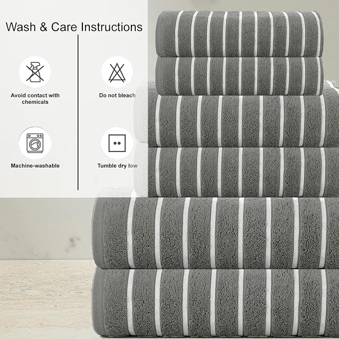 CASA COPENHAGEN Ecstatic 6 Pieces Towel Set- Pine Grey, 600 GSM 2 Bath Towel 2 - Image 3