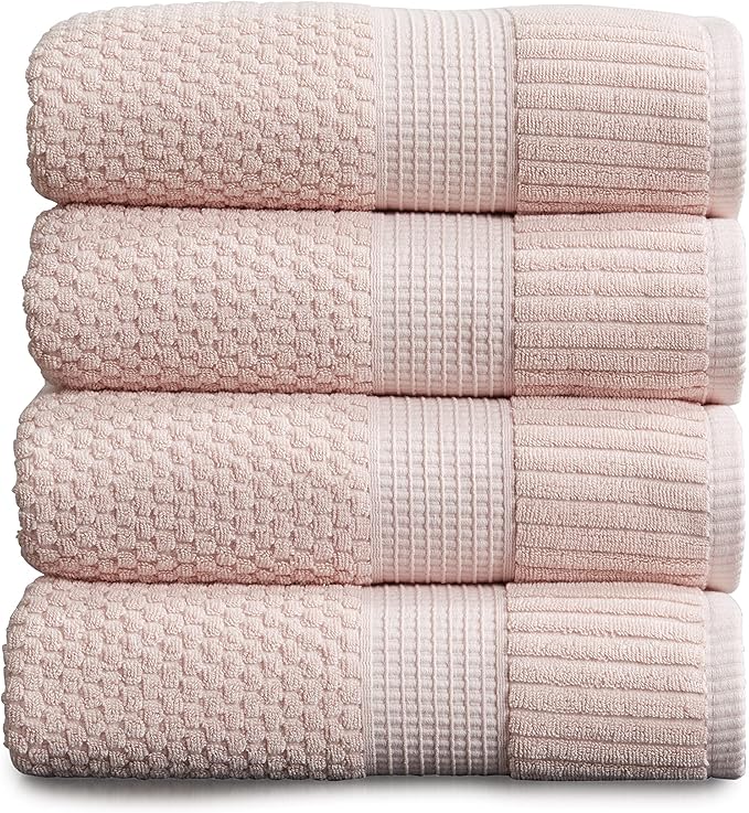NY Loft 100% Cotton Bath Towel 4 Pack | Super Soft & Absorbent Quick-Dry Bath by NYLoft