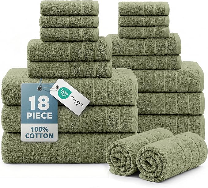 Casa Platino 100% Luxury Cotton Bath Towel Pack of 18 by CasaPlatino