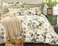 FADFAY Floral Duvet Cover Set 100% Cotton Green and Beige Striped Dorm Room by CottonWorldSweetDream