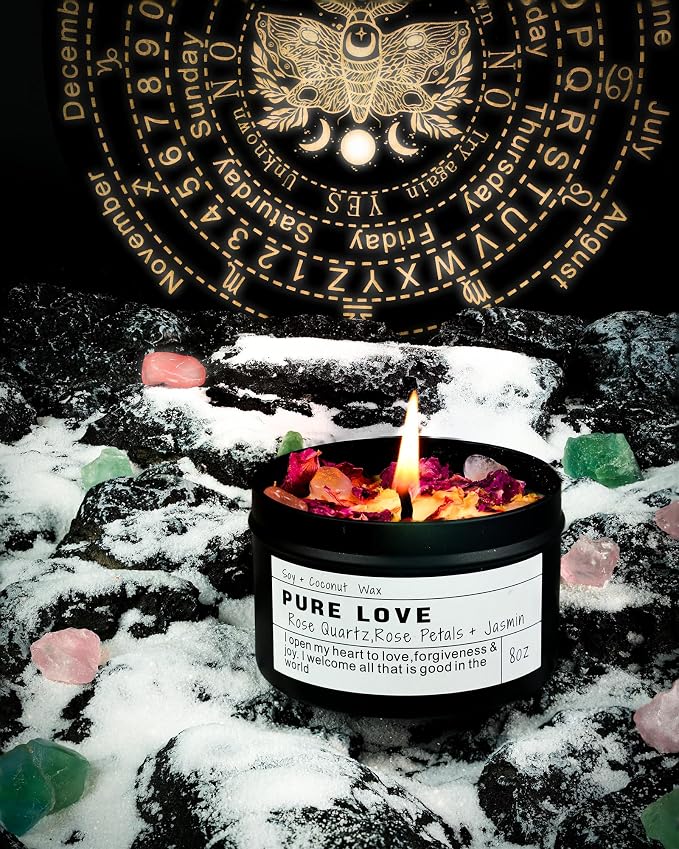 Crystal Candle, Healing Energy Protection Gift, Mindful Intentions, Best Friend - Image 4