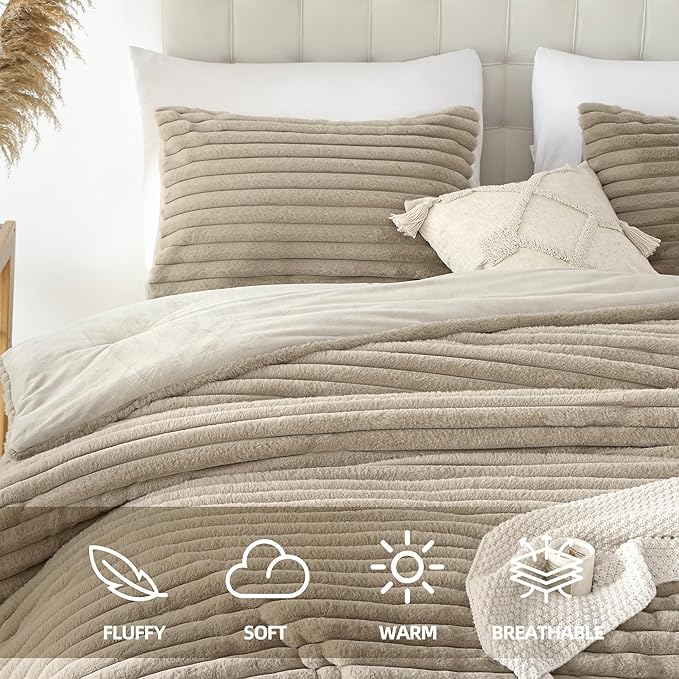 Smoofy Fluffy Queen Size Comforter Set 3 Pieces - Image 2